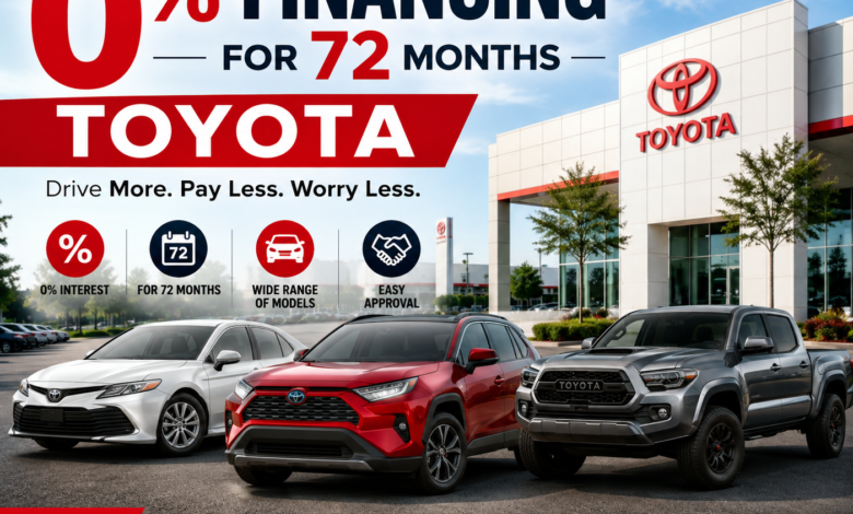0 percent financing for 72 months Toyota