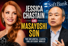 Jessica Chastain and Masayoshi Son